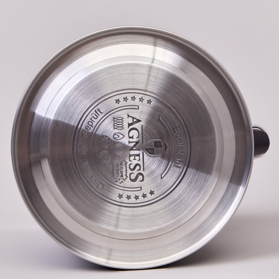 Чайник agness 3,0 л со свистком и складывающейся ручкой, индукционное капсульное дно (937-912)