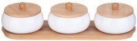 Набор банок с дерев. крышкой lefard &quot;native&quot; 3 шт. 8,5*6,5 см 150 мл на дерев. подставке (587-188)