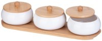 Набор банок с дерев. крышкой lefard &quot;native&quot; 3 шт. 8,5*6,5 см 150 мл на дерев. подставке (587-188)