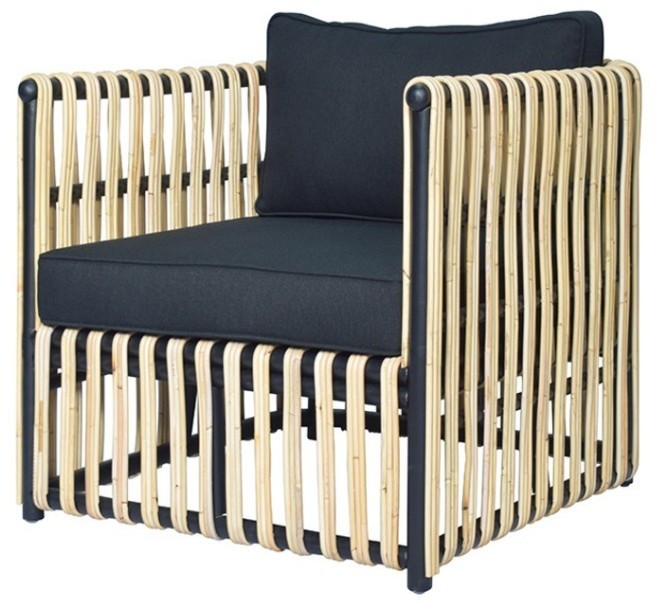 Кресло KanayaArmChair, ротанг, текстиль, dark grey, ROOMERS FURNITURE