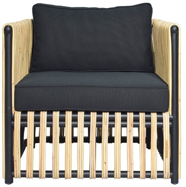 Кресло KanayaArmChair, ротанг, текстиль, dark grey, ROOMERS FURNITURE