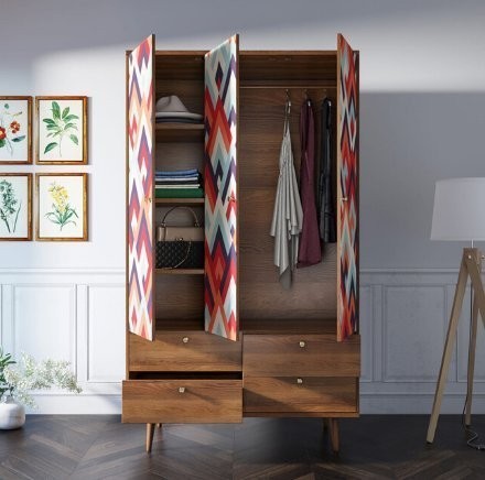 Шкаф трехстворчатый Berber принт 2 арт BB02/Print_02-ET