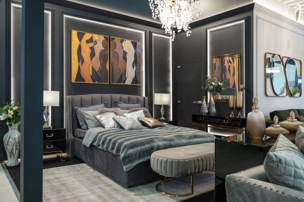 Кровать Odry c подъем.мех. велюр лилово-серый Vel19 186*220*120 (TT-00004460)