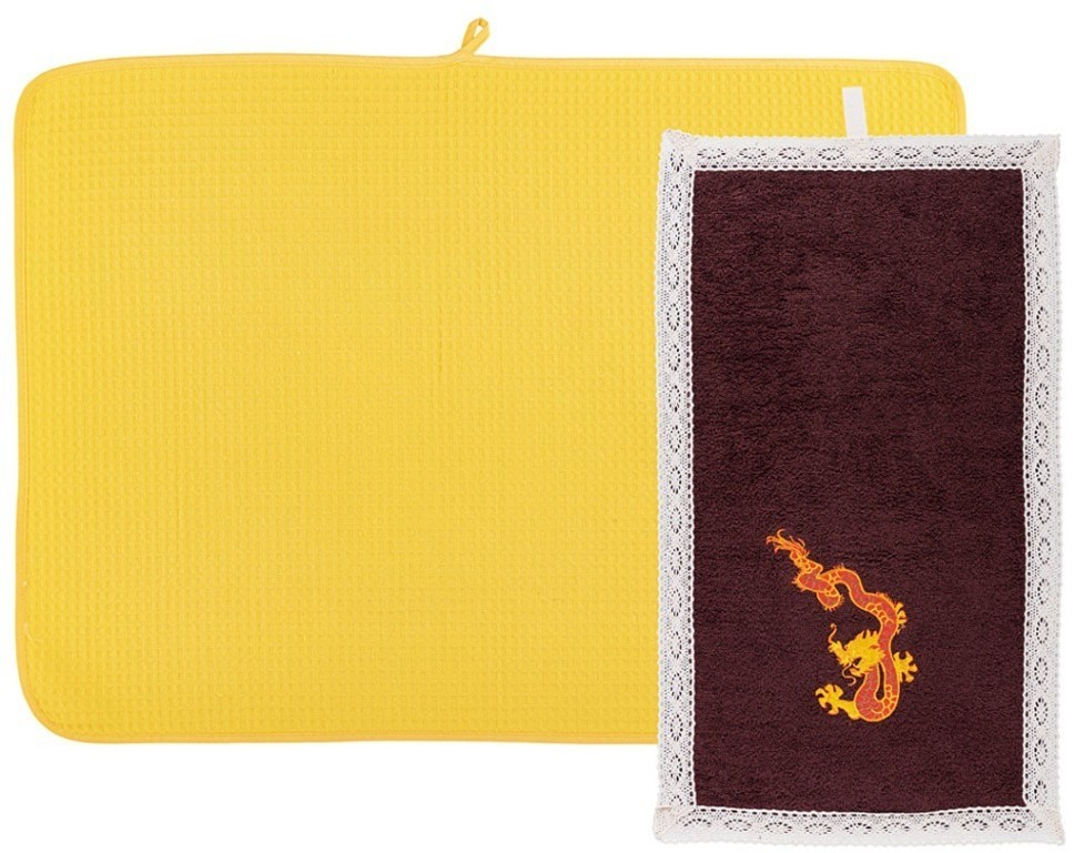 Набор полотенец из 2х шт "год дракона",махр50х30см,вафля50х70см,жёлтый,коричн. SANTALINO (850-841-67)
