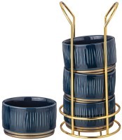 Набор салатников lefard &quot;herbal&quot;  на металл. подставке 4 шт. 9*5 см 230 мл синий (42-499)