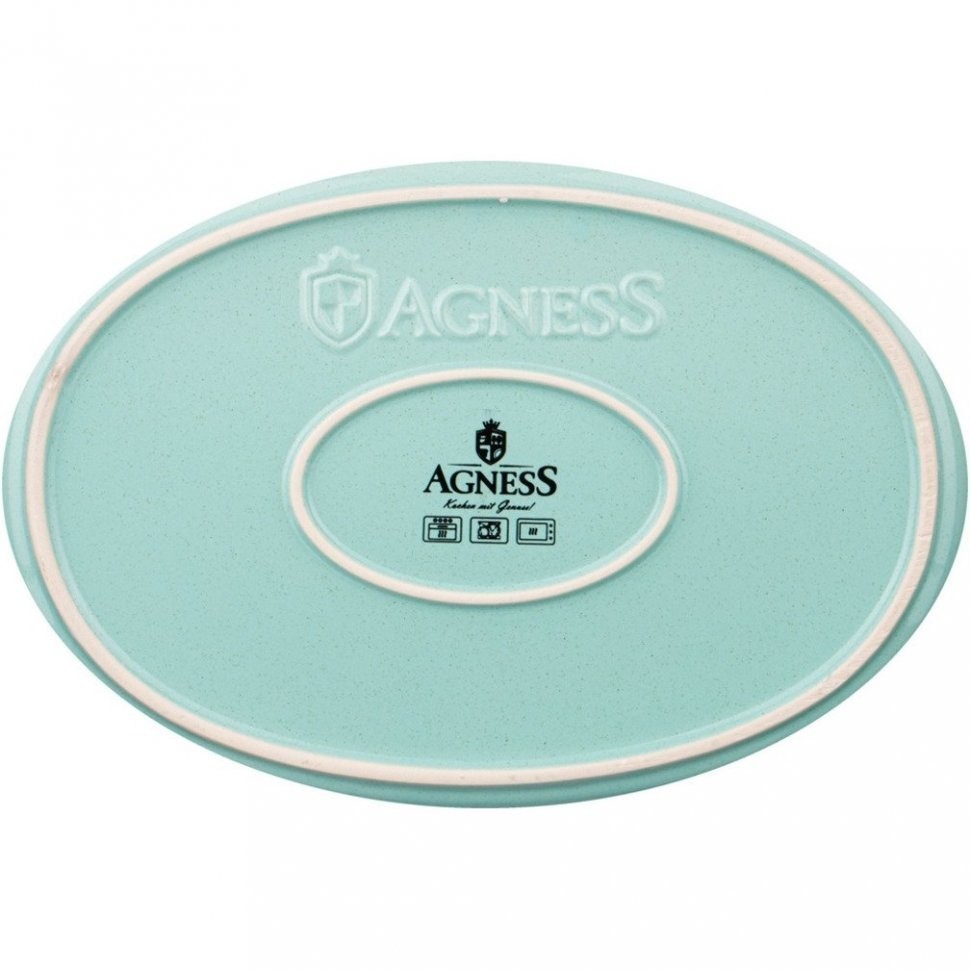 Блюдо для запекания agness "modern kitchen" овальное лазурное 2600 мл 37*23*8 см (777-086)