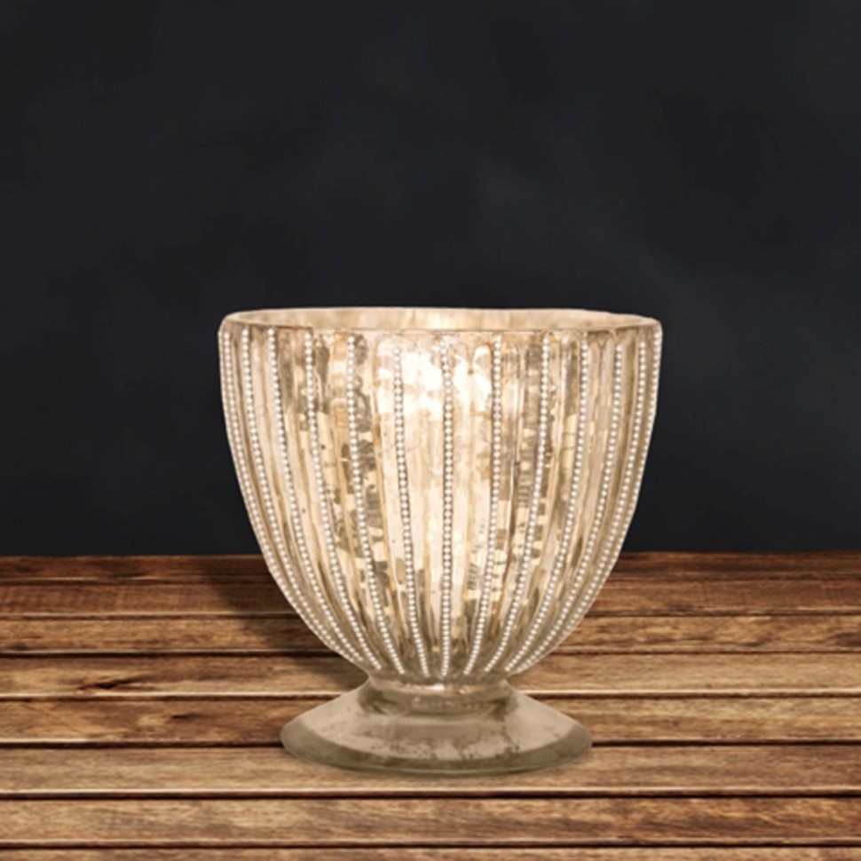 Подсвечник ATJ369, 11, стекло, Antique silver, RESTORATION HARDWARE