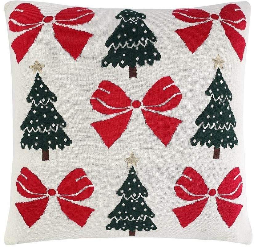Подушка вязаная с новогодним рисунком christmas bows из коллекции new year essential, 45x45 см (79346)