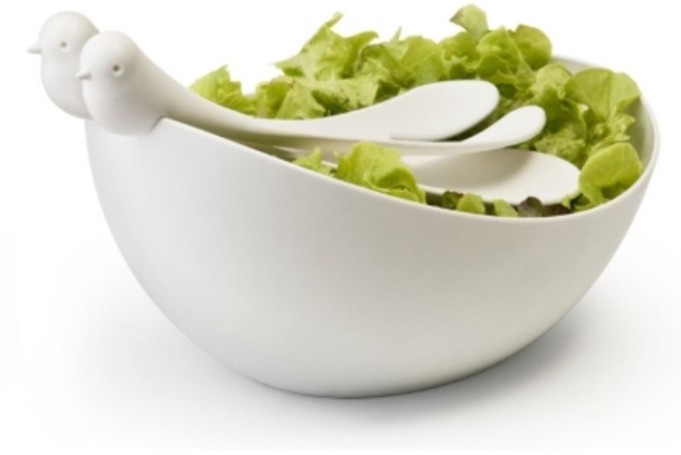 Салатник с ложками sparrow, белый (38974)