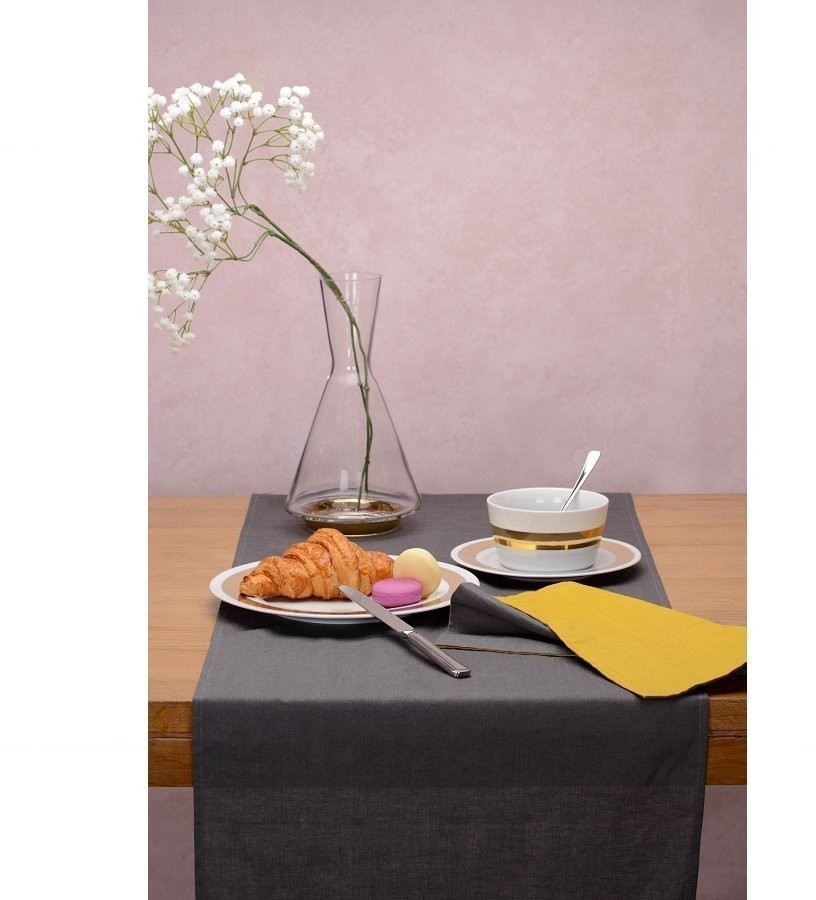 Салфетка под приборы из умягченного льна с декоративной обработкой серый/горчица essential, 35х45 см (63132)