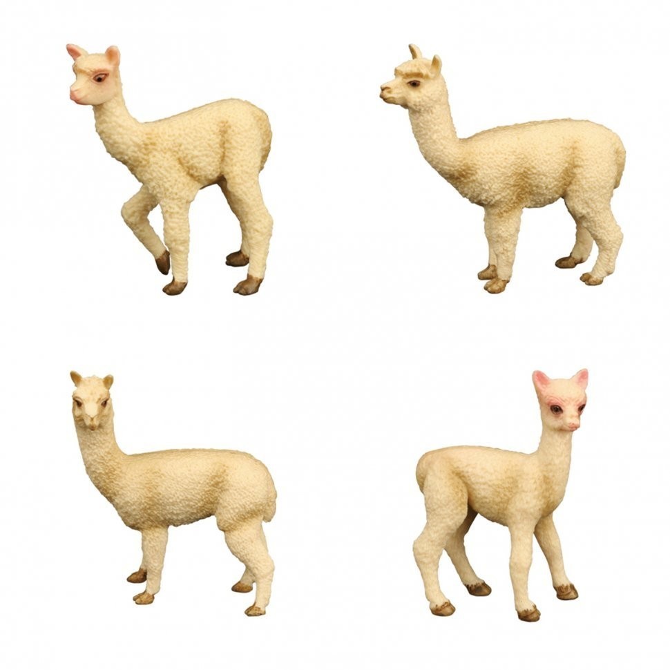 Набор фигурок животных серии "Мир диких животных": Семья альпака, 4 предмета (2 альпака и 2 детёныша альпака) (MM211-211)