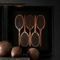 Картина Теннисные ракетки H-DIM-WS-0003-Z, массив дуба, стекло, бумага, Black, RESTORATION HARDWARE