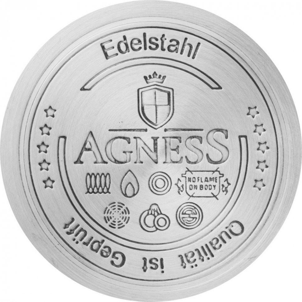 Кастрюля agness со стеклянной крышкой, нерж.сталь, серия арктик 1,8л 16х9,5см Agness (937-315)