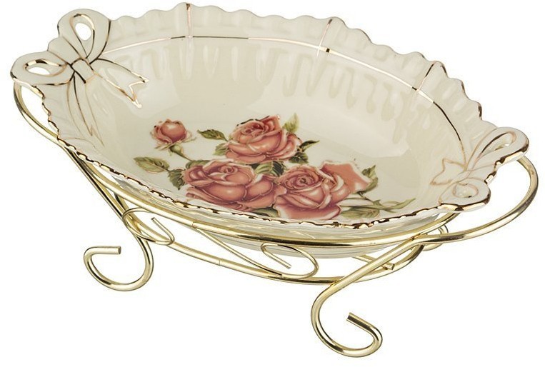 Блюдо на металл.подставке "корейская роза" 22*14*9 см. Lefard (126-525)