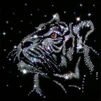 Картина Снежный тигр с кристаллами Swarovski (1288)