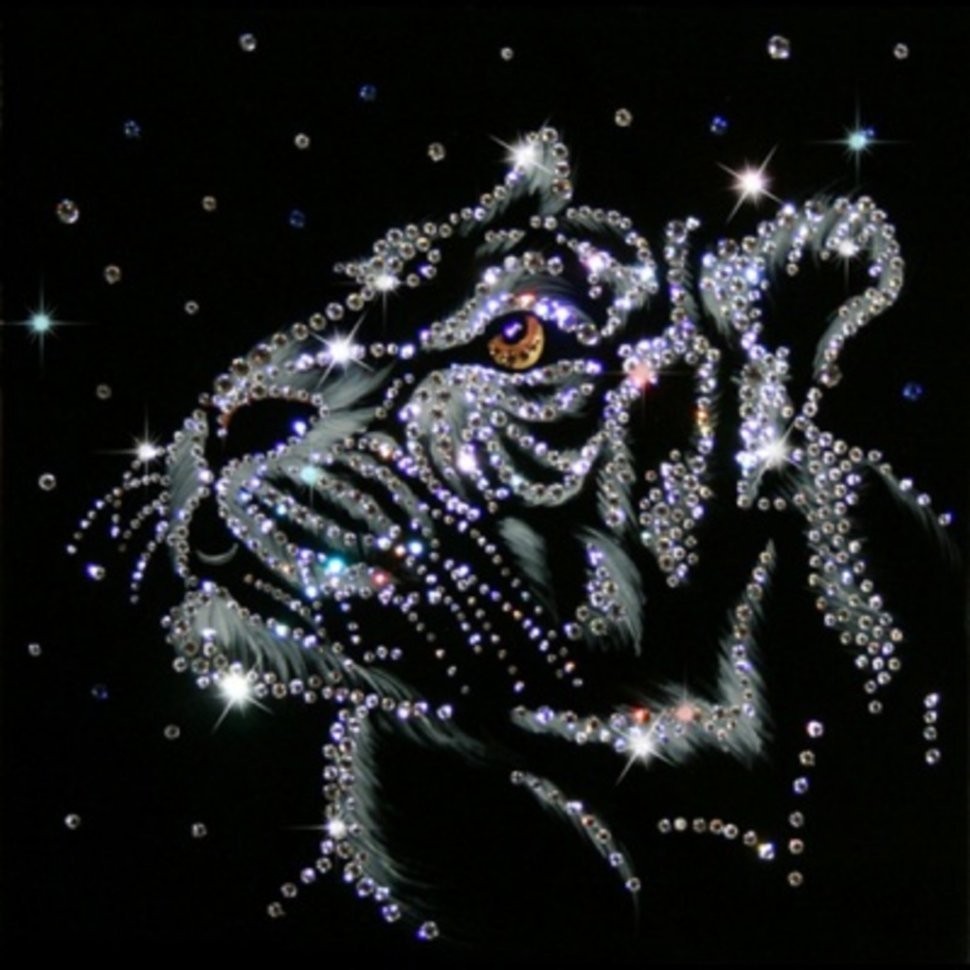 Картина Снежный тигр с кристаллами Swarovski (1288)