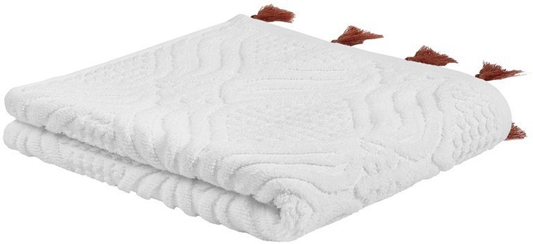 Полотенце для рук белое, с кисточками цвета красной глины из коллекции essential, 50х90 см (75411)