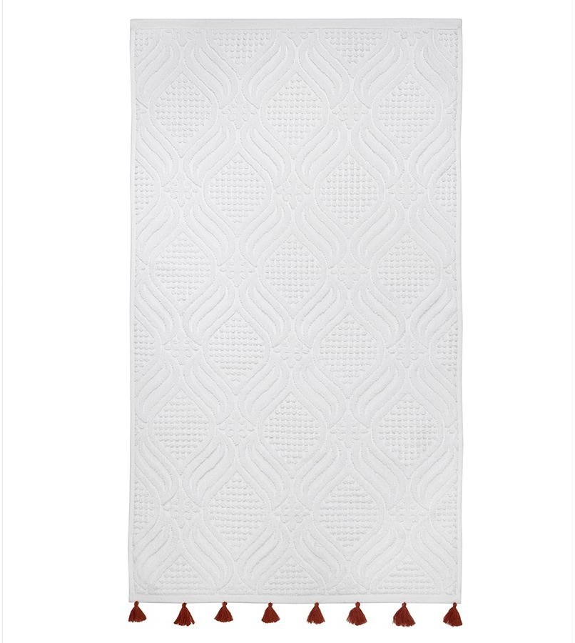 Полотенце для рук белое, с кисточками цвета красной глины из коллекции essential, 50х90 см (75411)