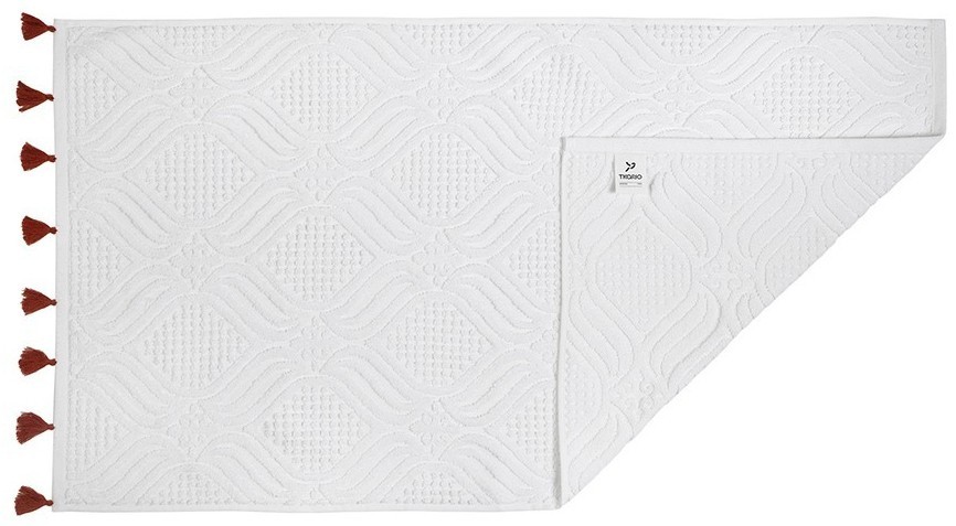 Полотенце для рук белое, с кисточками цвета красной глины из коллекции essential, 50х90 см (75411)