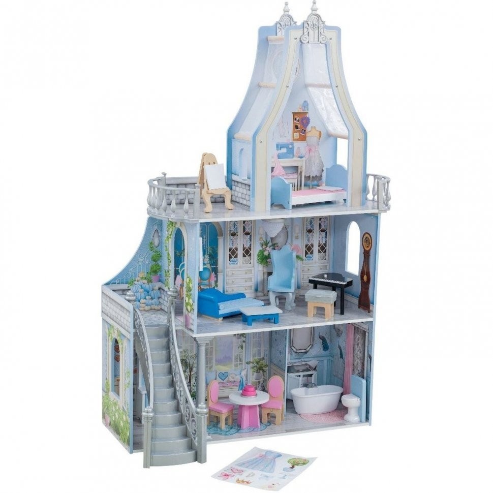 Деревянный кукольный домик "Волшебные мечты", с мебелью 16 предметов в наборе, свет, звук, для кукол 30 см (65981_KE)