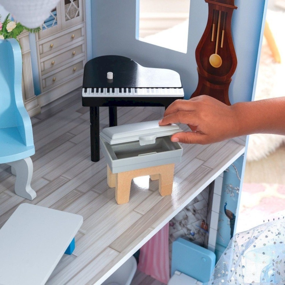 Деревянный кукольный домик "Волшебные мечты", с мебелью 16 предметов в наборе, свет, звук, для кукол 30 см (65981_KE)