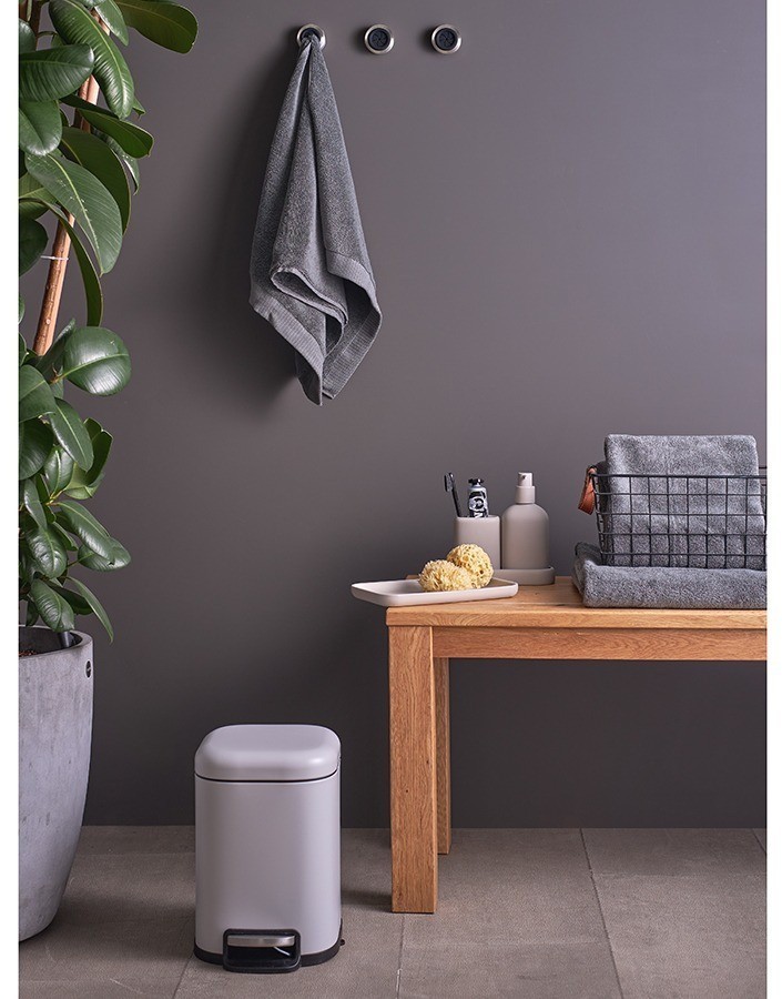 Ведро мусорное с педалью, светло-серое, 6 л (78738)