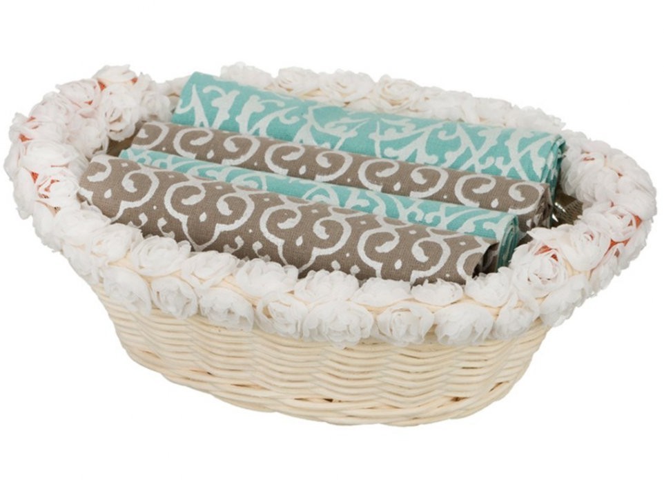 Комплект салфеток в корзинке 40*40 см, 4шт ,х/б 100%,серый\голубой SANTALINO (850-840-21)