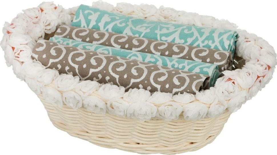 Комплект салфеток в корзинке 40*40 см, 4шт ,х/б 100%,серый\голубой SANTALINO (850-840-21)