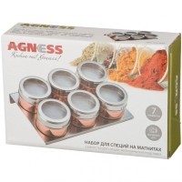 Набор для специй agness &quot;rosso&quot; 7 пр. на магнитах, в т.ч. метал.подставка 20*13*5 см (912-025)
