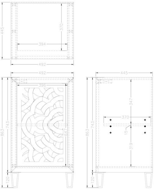 Тумба зеркальная (дверь правосторонняя) 492*445*865 (00002920)