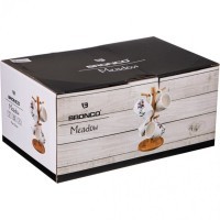 Набор из 4 кружек bronco &quot;meadow&quot; на деревянной подставке 300 мл (474-131)