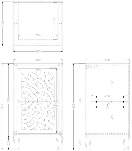 Тумба зеркальная (дверь левосторонняя ) 492*445*865 (00002918)