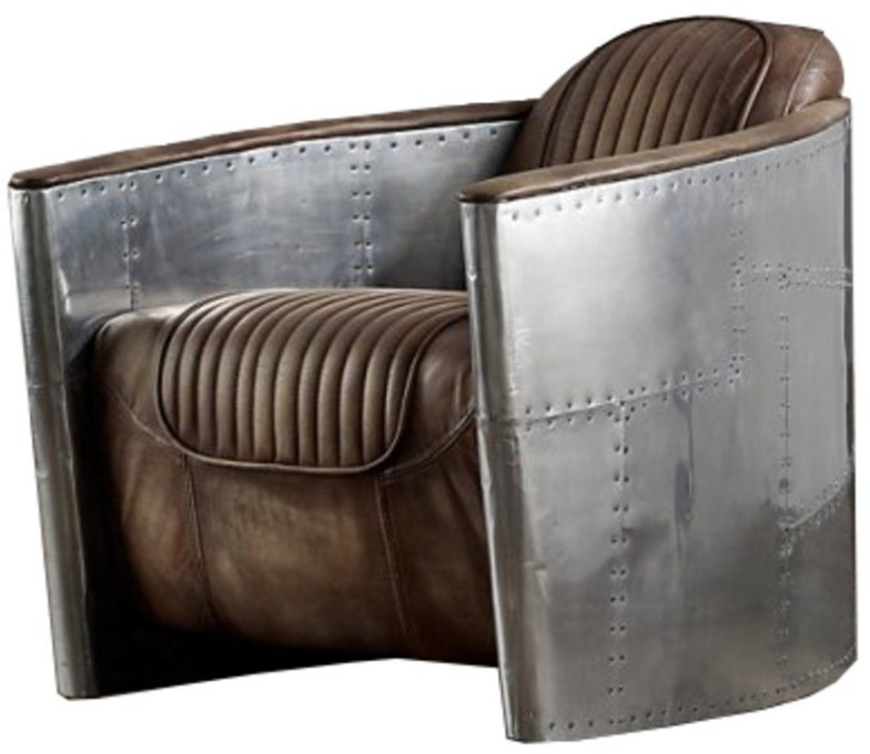 Кресло Авиатор T-AVI-SA-0004-K, каркас массив дуба, обивка металл, натуральная кожа, mixed, RESTORATION HARDWARE