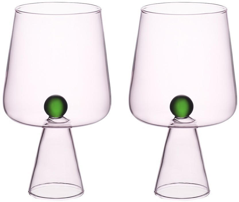 Набор бокалов для вина orb, 400 мл, розовый/зеленый, 2 шт. (78808)