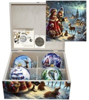 Новогодний набор на 4 шара Свет Рождества с кристаллами Swarovski (2562)