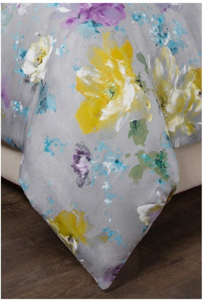 Кпб евро "цветы" под 200*220 -1шт., пр (цвет серый) 220*250  -1шт., нав70*70 -2шт SANTALINO (984-711)