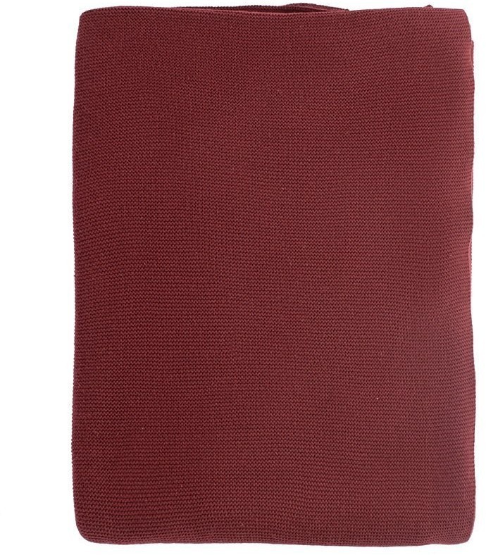 Плед вязаный из хлопка бордового цвета essential, 130х180 см (63267)