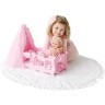 Кроватка - колыбелька для кукол с постельным бельем и балдахином, цвет: розовый (PFD120-54)