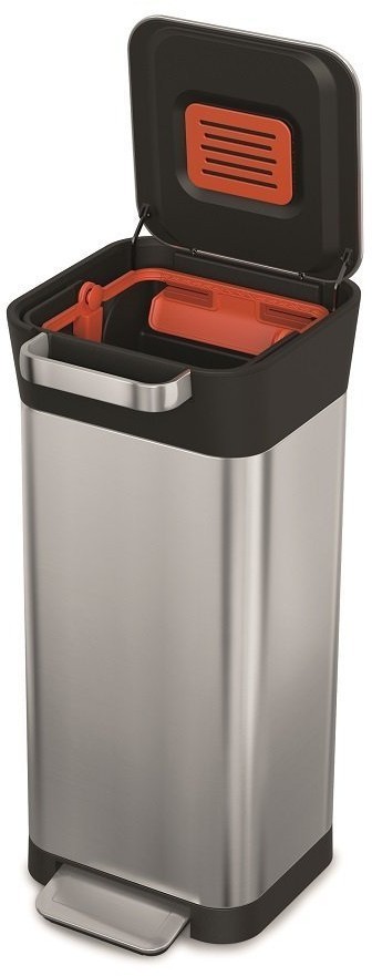Контейнер для мусора с прессом titan, 20 л, нержавеющая сталь (62316)
