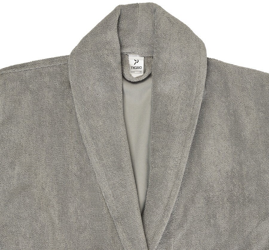 Халат махровый из чесаного хлопка серого цвета из коллекции essential, размер l (75420)