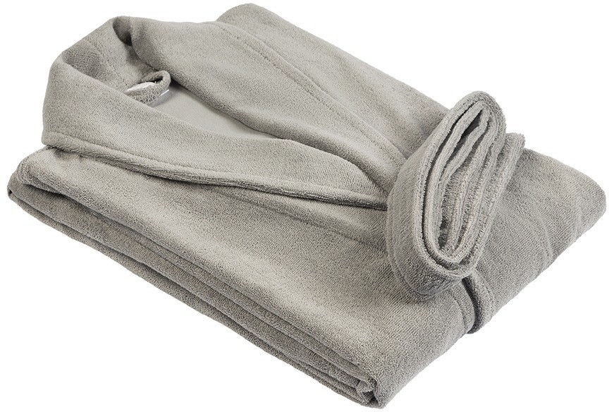 Халат махровый из чесаного хлопка серого цвета из коллекции essential, размер l (75420)