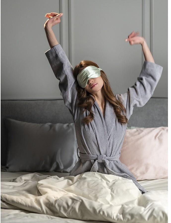 Халат махровый из чесаного хлопка серого цвета из коллекции essential, размер l (75420)