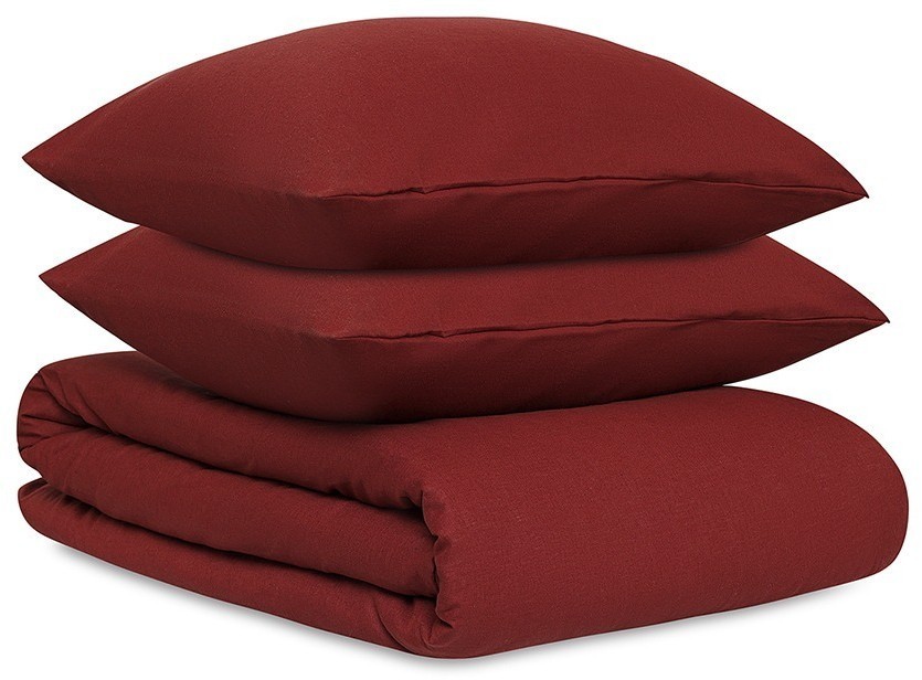 Комплект постельного белья изо льна и хлопка цвета копченой паприки из коллекции essential, 200х220 см (77132)