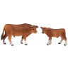 Игрушки фигурки в наборе серии "На ферме", 7 предметов (рыжий бык, теленок, фермер, ограждение-загон, аксессуары) (MM215-344)
