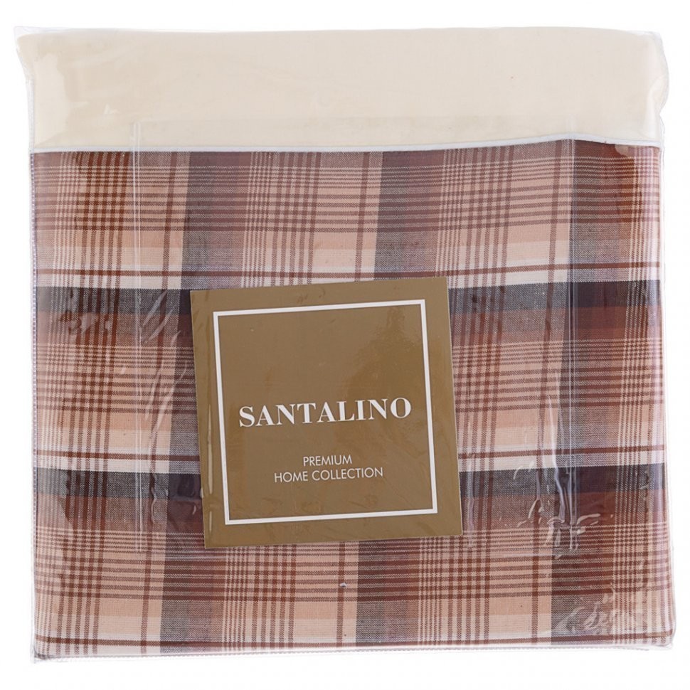 Кпб 2-х спальный "эстет",подод 180х215-1шт, прост 240х240-1шт, нав 50х70-2шт ,шампань+клетка, 100% х SANTALINO (984-926)