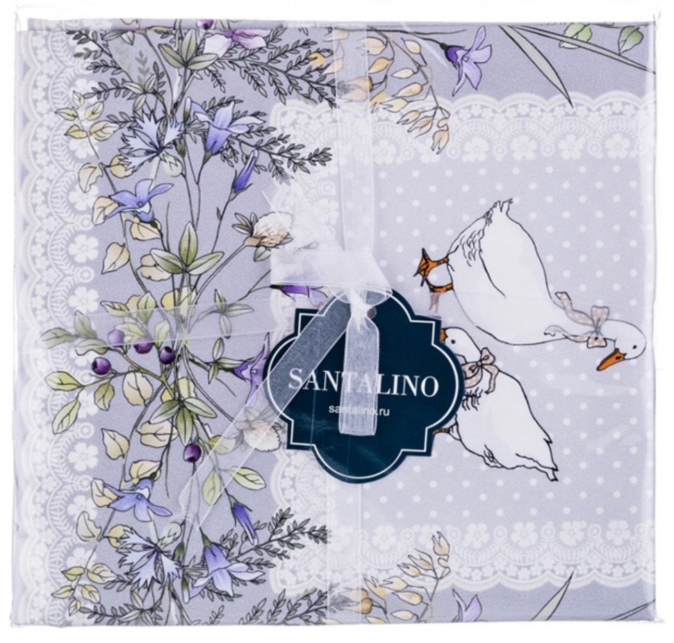 Набор салфеток из 3-х шт "гуси легард" 40*40 см. серый, 100% хлопок, твилл SANTALINO (850-710-8)