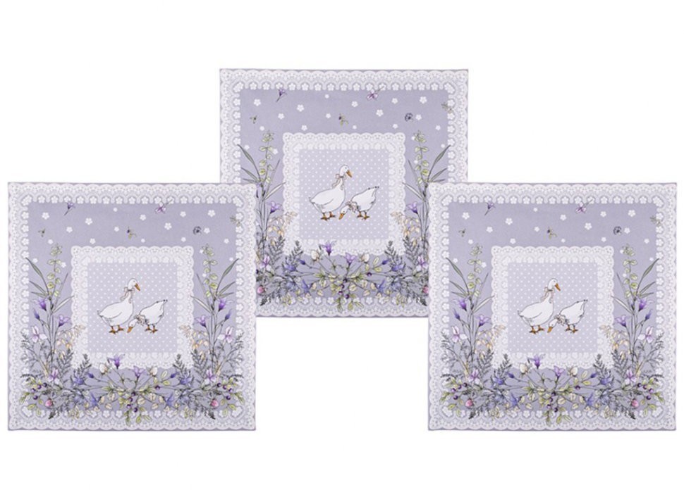 Набор салфеток из 3-х шт "гуси легард" 40*40 см. серый, 100% хлопок, твилл SANTALINO (850-710-8)