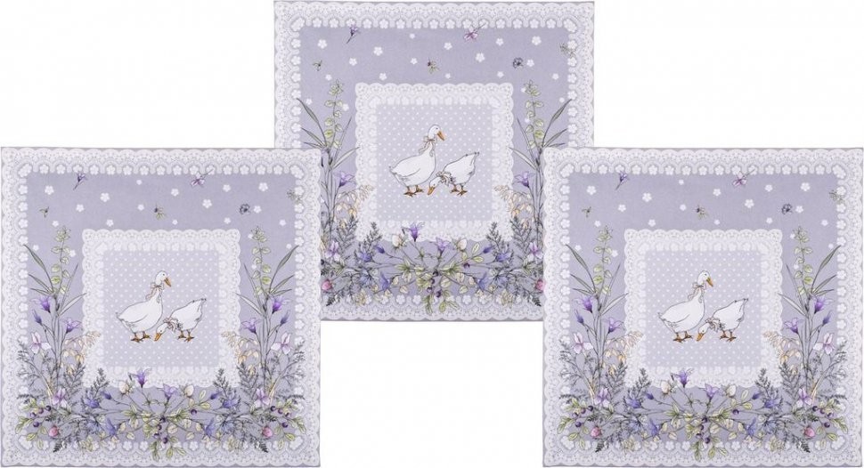 Набор салфеток из 3-х шт "гуси легард" 40*40 см. серый, 100% хлопок, твилл SANTALINO (850-710-8)