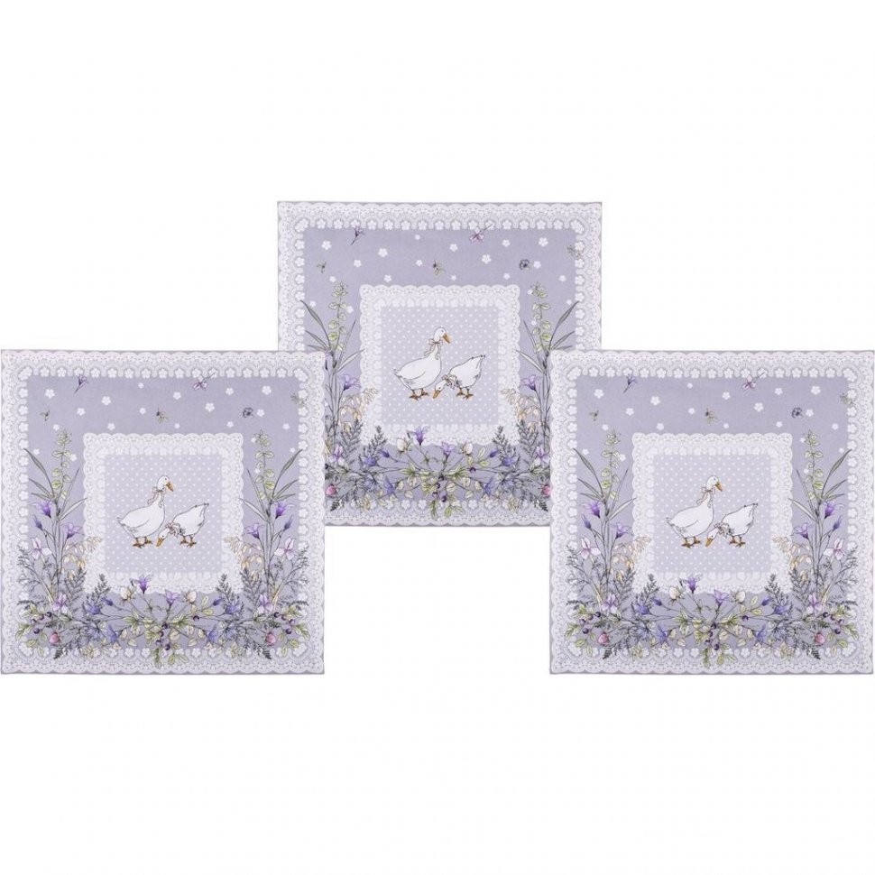 Набор салфеток из 3-х шт "гуси легард" 40*40 см. серый, 100% хлопок, твилл SANTALINO (850-710-8)