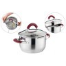Кастрюля agness "profi home" со стеклянной крышкой, 1,5л 16x9.5 см цвет ручек:бордо Agness (914-205)